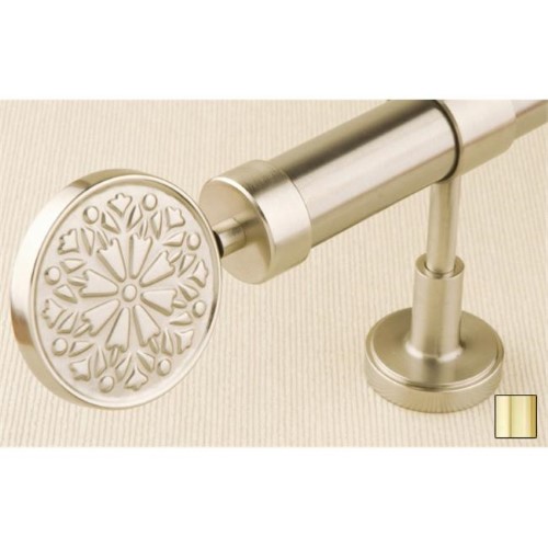 Liber 1136 Curtain Rod Set -.75 in. - Polished Brass - 48 in.