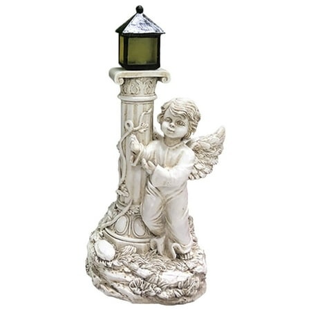 EIALIVE Roman Pillar Angel Statue Garden Figurine Sculptures Solar Energy Lamp Light Desktop Ornament One Size