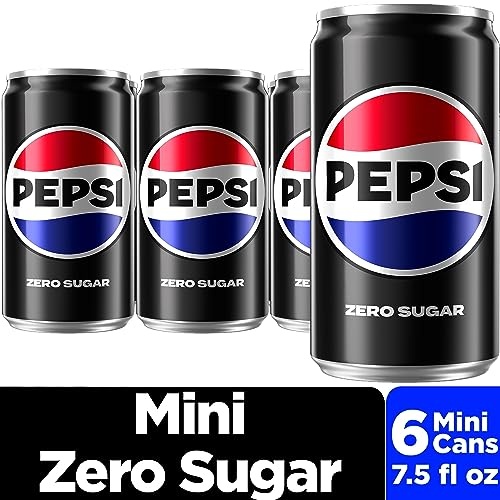 Pepsi Zero Sugar Cola Soda Pop, 7.5oz Mini Cans (6 Pack) thumbnail