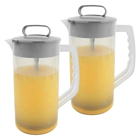 Trayknick Pitcher with Lid Water Pitcher Mixing Pitcher for Drinks,67.64 Oz Translucent Adjustable Mixer Plunger Manual Juice Jug Beverage Blending Co