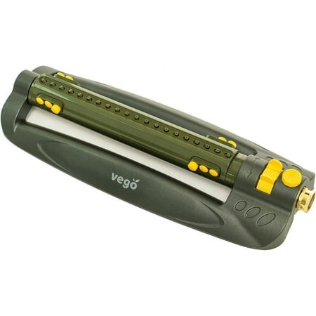 Vego Turbo Oscillating Sprinkler W/Metal Base and 20 Precision Nozzles  3-Way Adjustable for Large Yard and Lawn Covers up to 4973 Sq. Ft.-Seaweed Gre