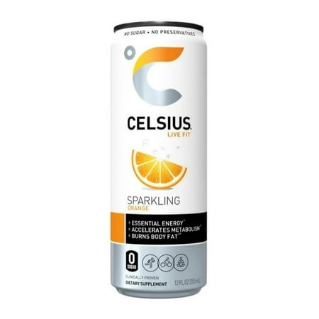 Celsius Live Fit Sparkling Orange Essential Energy Drink 12 Oz.  1 Single Can