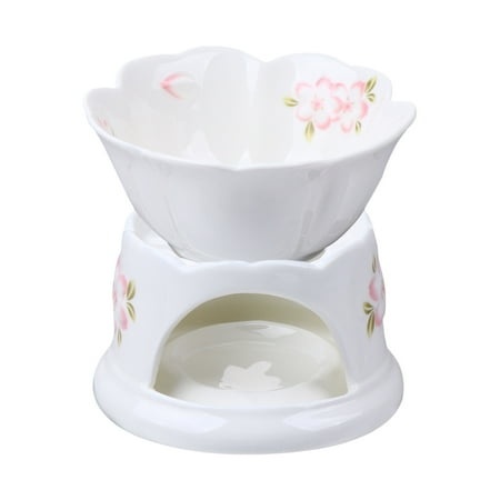 Chocolate Melting Pot Kitchen Supplies Ice Cream Fondue Butter Cherry Blossoms White Ceramics