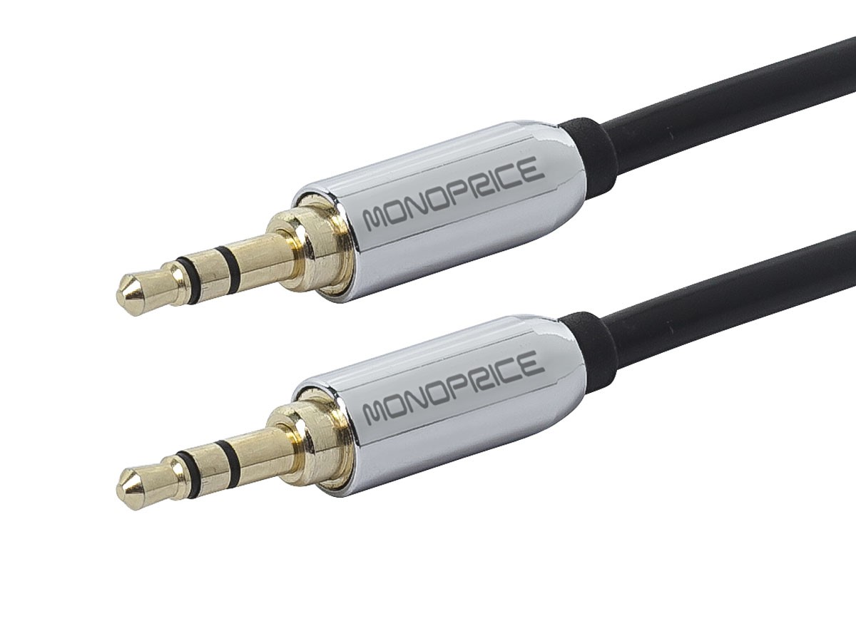 Monoprice Audio Cable - 3 Feet - Black | 3.5mm Stereo Male to 3.5mm Stereo Male Gold Plated Cable for Mobile