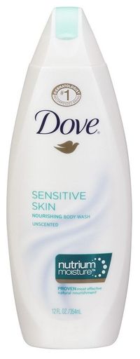 (2 Pack) DOVE BODY WASH 12 Ounce SENSITIVE SKIN UNSCENTED