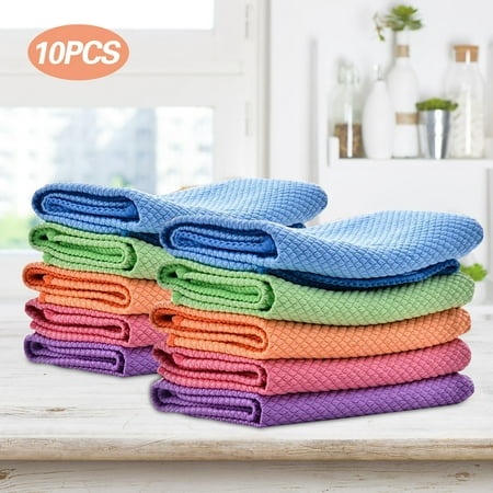 5/10 Pack Easy Clean Nanoscale Cloth 40 X 30cm Lint Free Microfibre Cloth Reusable Microfibre Cleaning Cloths for Glass  Mirrors  Car  Kitchen 10PCS