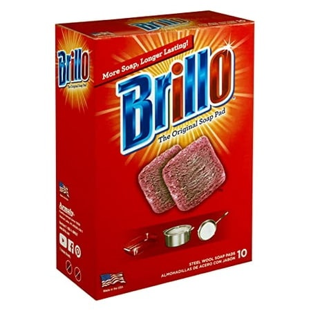 Brillo Steel Wool Soap Pads A76 23310  Long Lasting  Original Red Scent Cleaning (10 Count  Pack of 1)