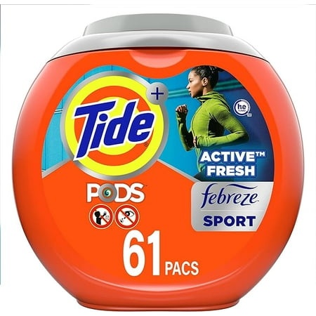 Tide PODS 4 in 1 Febreze Sport Odor Defense  Laundry Detergent Soap PODS  High Efficiency (HE)  61 Count