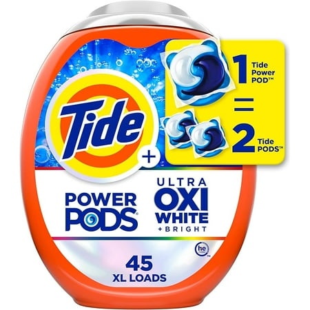Tide Power PODS Plus Ultra OXI White and Bright Laundry Detergent  Advanced Stain Removal and Whitening Power  45 Count