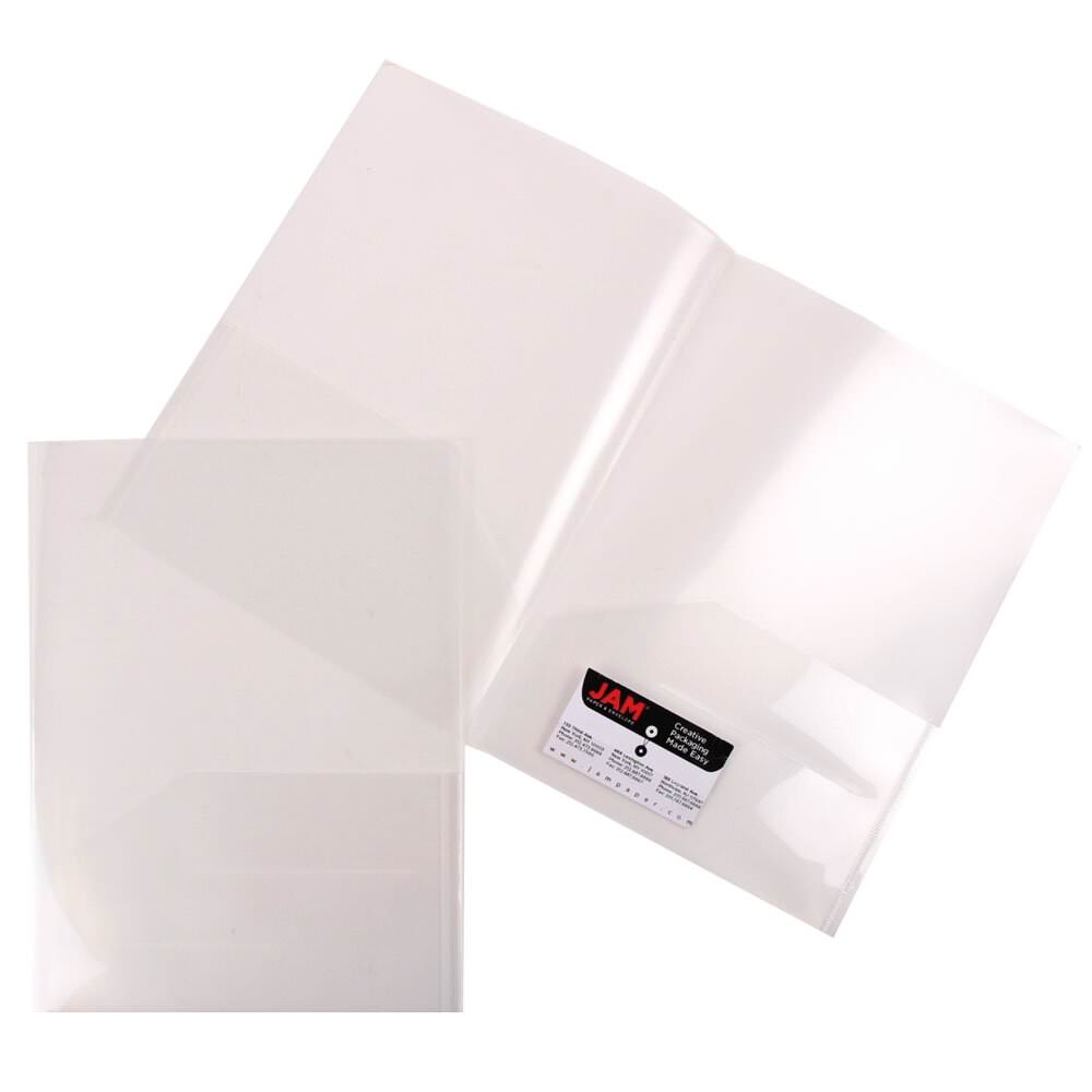 JAM Paper Plastic See Through Two Pocket Folder, Clear, 108/pack (381RCLB) | Quill