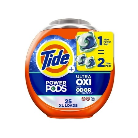 Pack of 2 Tide Ultra OXI Power PODS with Odor Eliminators Laundry Detergent Pacs  25 Count