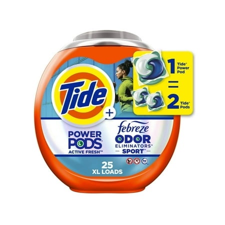 Pack of 2 Tide Power Pods Laundry Detergent Soap Packs with Febreze  Sport Odor Defense  25 Ct