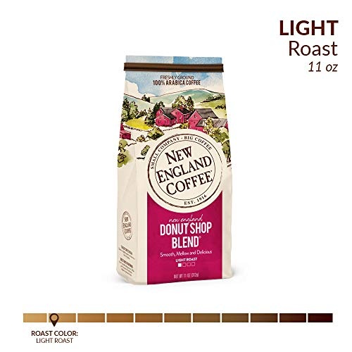 New England Coffee Donut Shop Blend Light Roast Ground Coffee, 11oz Bag (Pack of 1) thumbnail