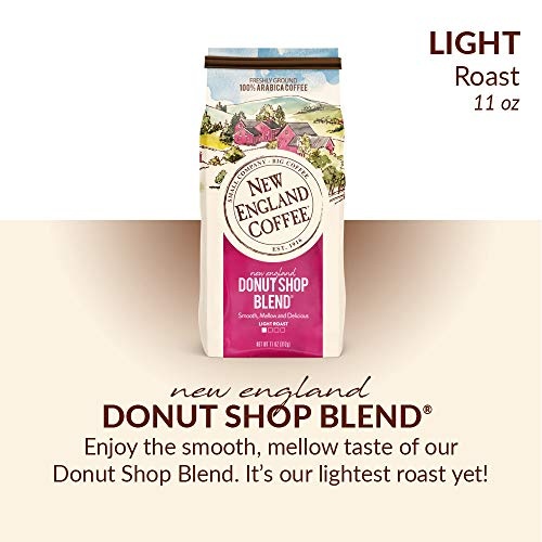New England Coffee Donut Shop Blend Light Roast Ground Coffee, 11oz Bag (Pack of 1) thumbnail