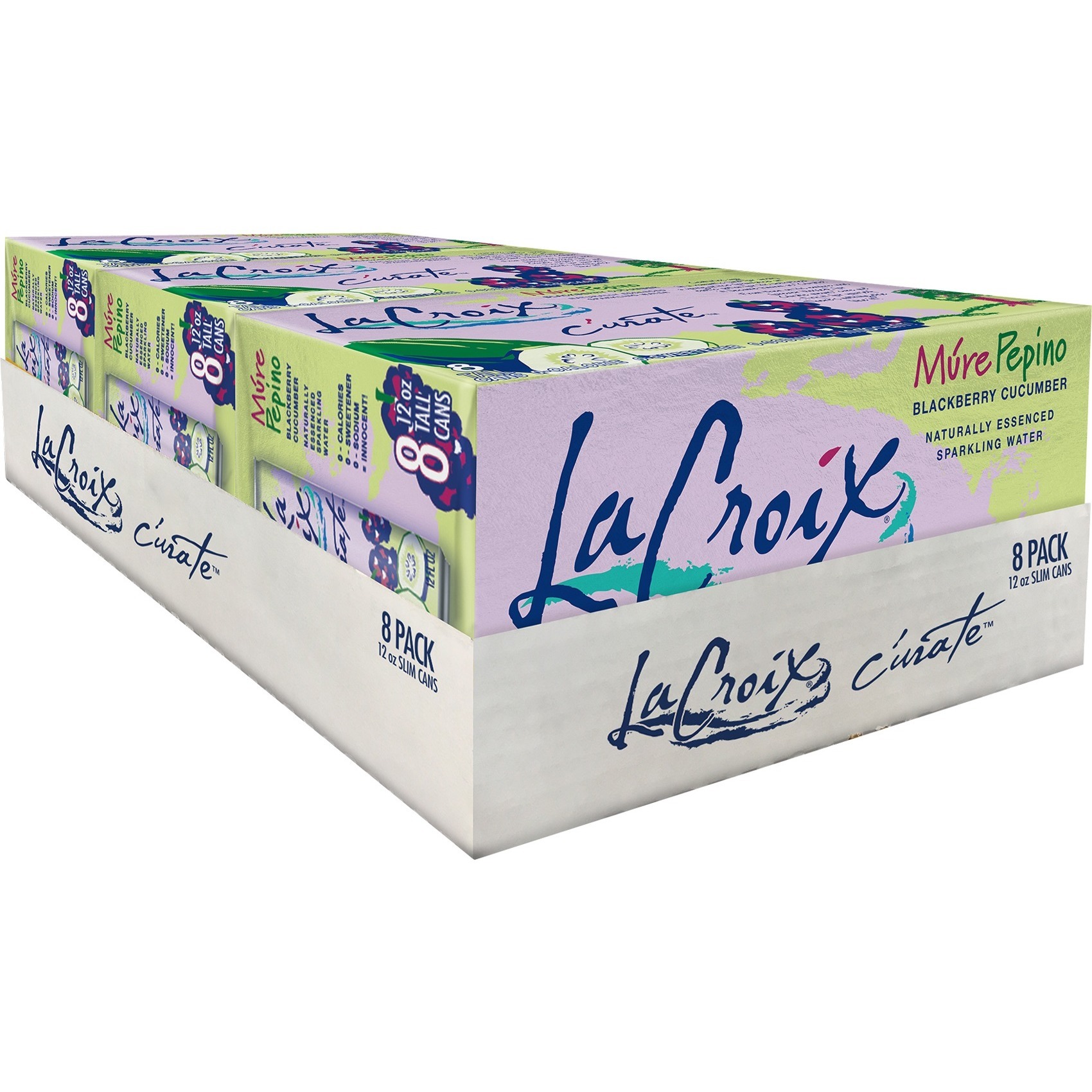 LaCroix Sparkling Water Curate  Mure Pepino (Blackberry Cucumber)- 3/8 Packs 12 Oz