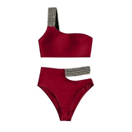 Xuapaodt INC Split Sexy Bikini Ribbon Swimsuit for Seaside Fun Red L Extreme G String Thong