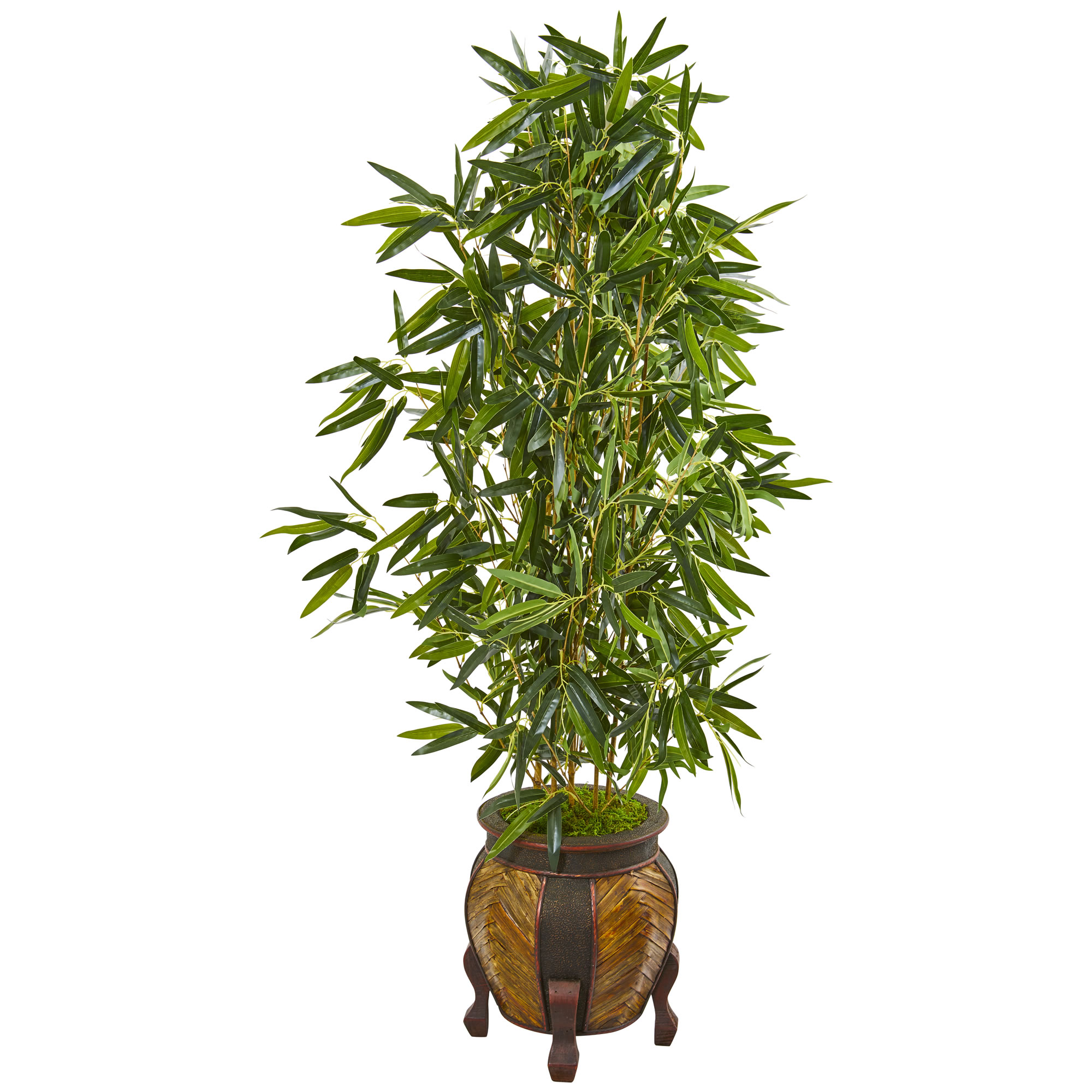 Nearly Natural 5  Bamboo Artificial Tree in Decorative Planter (Real Touch)  Green