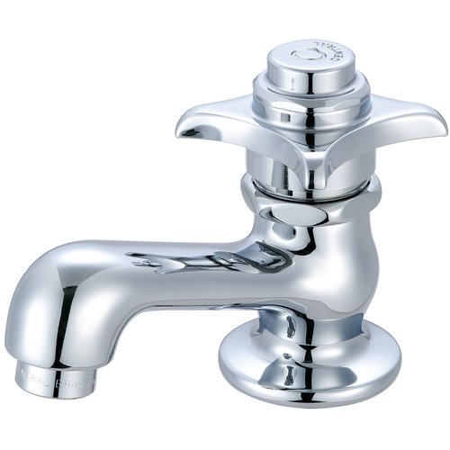 Central Brass 0255-AC 1.5 GPM Single Handle Self-Close Deck Mounted Bathroom Faucet with Grip Handle Polished Chrome Faucet Bathroom Sink Faucets