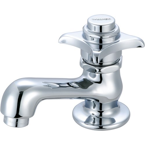 Central Brass 0255-AP 1.5 GPM Single Handle Self-Close Deck Mounted Bathroom Faucet with Grip Handle Polished Chrome Faucet Bathroom Sink Faucets