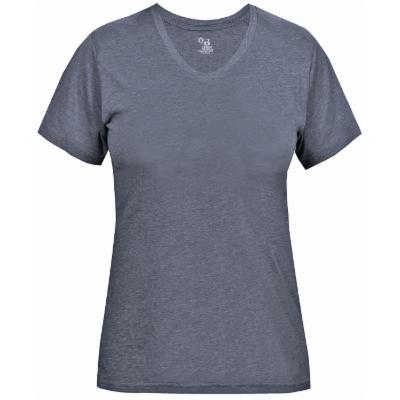 Badger 4962 Women's Triblend Performance V-Neck T-Shirt - Navy Heather - XL