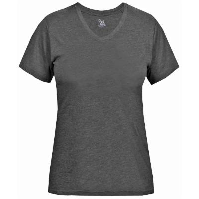 Badger 4962 Women's Triblend Performance V-Neck T-Shirt - Black Heather - S