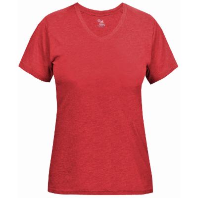 Badger 4962 Women's Triblend Performance V-Neck T-Shirt - Red Heather - 2XL