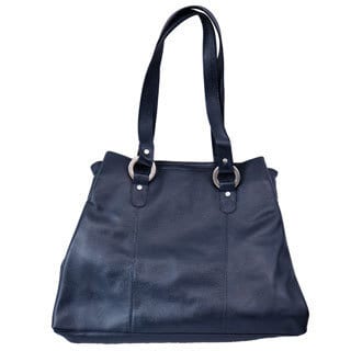 Three Compartment Leather Tote