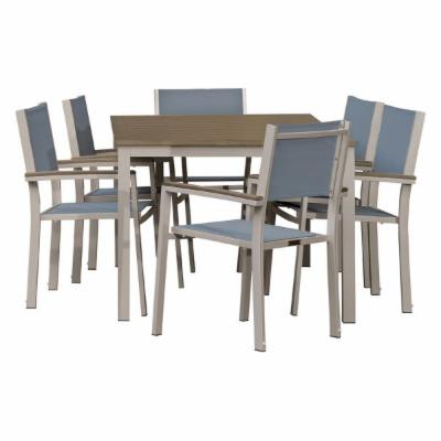 Barden 7-Piece Outdoor Dining Set, Gray Sling, Vintage Tekwood