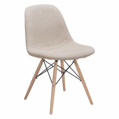 Modern Contemporary Urban Industrial Kitchen Room Dining Chair, Beige, Fabric