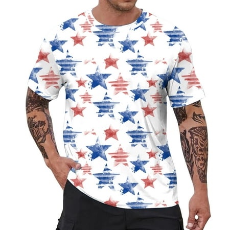 WILLBEST Undershirts for Men Pack Men Fashion Spring Summer Casual Short Sleeve O Neck Printed T Shirts Top Blouse 5796
