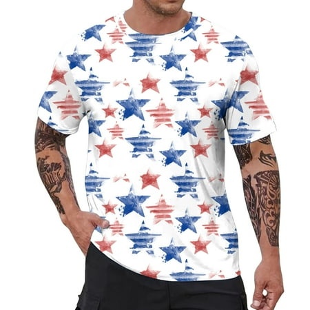 WILLBEST Undershirts for Men Pack Men Fashion Spring Summer Casual Short Sleeve O Neck Printed T Shirts Top Blouse 5797