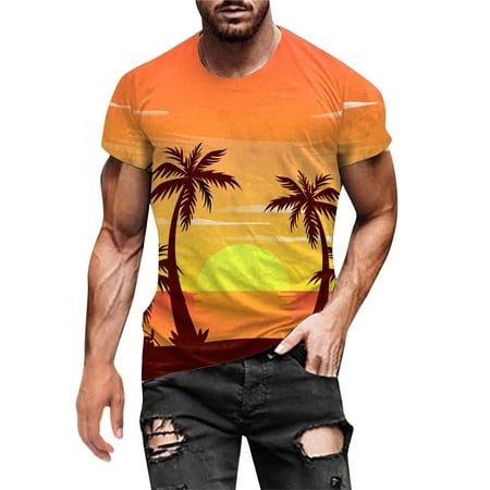 WILLBEST Mens Shirts Men Fashion Spring Summer Casual Short Sleeve O Neck Printed T Shirts Top Blouse 2554
