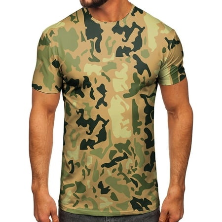 WILLBEST Mens Shirts Men Fashion Spring Summer Casual Short Sleeve O Neck Printed T Shirts Top Blouse 4542