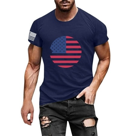 WILLBEST T Shirt Mens Summer Independence Day Fashion Casual Printed T Shirt Short Sleeve 6990