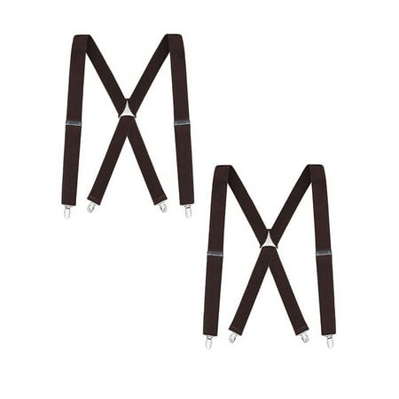 Buyless Fashion Suspenders for Men - 48  Elastic Adjustable Straps 1 1/4  - X Back - 5104-Black