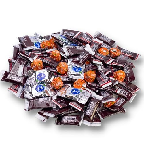 Hershey Zero Sugar Chocolate Assorted - Bulk Candy - 4 Pound Bag - Sugar Free - Reese Miniature Cups - York Peppermint Patties - Hershey Special Dark 