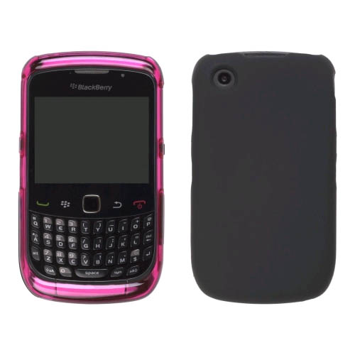 Pink & Black Hybrid Snap-on Case for BlackBerry 8520 Curve2 9300 9330 Curve 3G