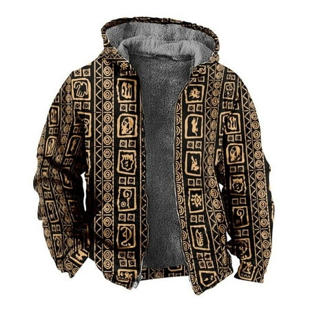 GWAABD Men S Winter Jacket Sherpa Lined Thicken Winter Puffer Padded Jacket Baggy Cotton Quilted Coat Zipper Thermal Warm Velvet Outerwear Coffee S