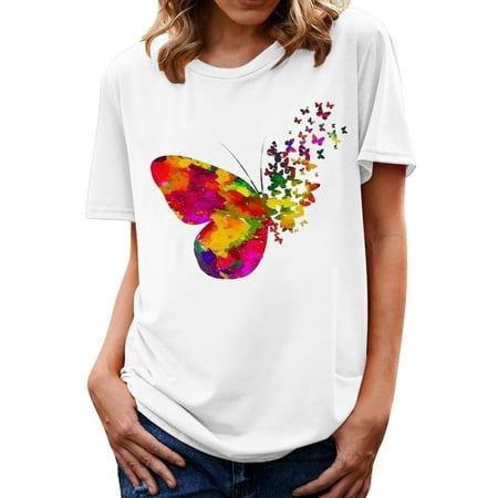 WILLBEST T Shirts for Women Women S Summer Tshirt Tops Short Sleeve Graphic Casual Tshirt 5509