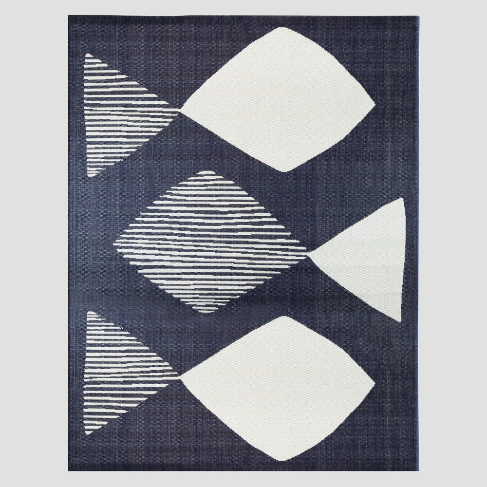 5' X 7' Mod Fish Outdoor Rug Navy - Project 62, Blue
