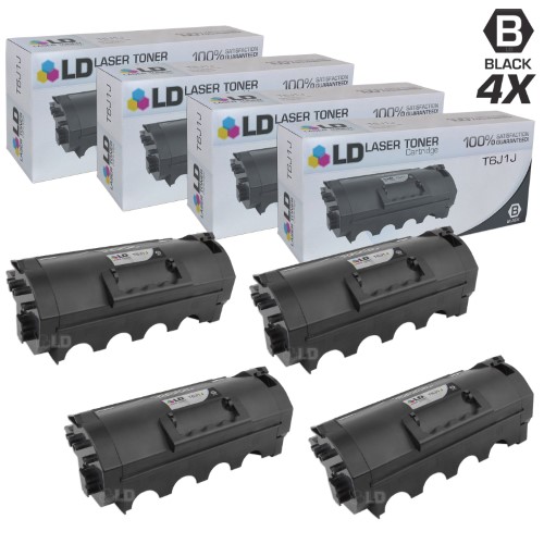 LD © Compatible Replacements for Dell 331-9797 (T6J1J) Set of 4 Black Laser Toner Cartridges for Use in Dell Laser B5460dn, and B5465dnf Printers