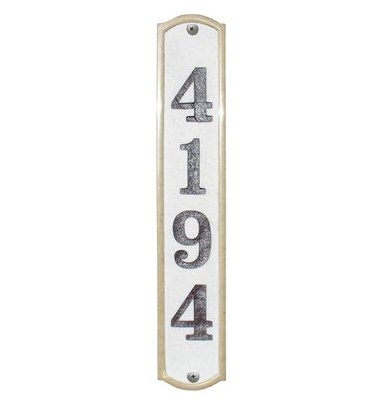 QualArc WEX-4719-BN 4.5 in. Wexford Vertical Natural Black Stone Color Solid Granite Address Plaque