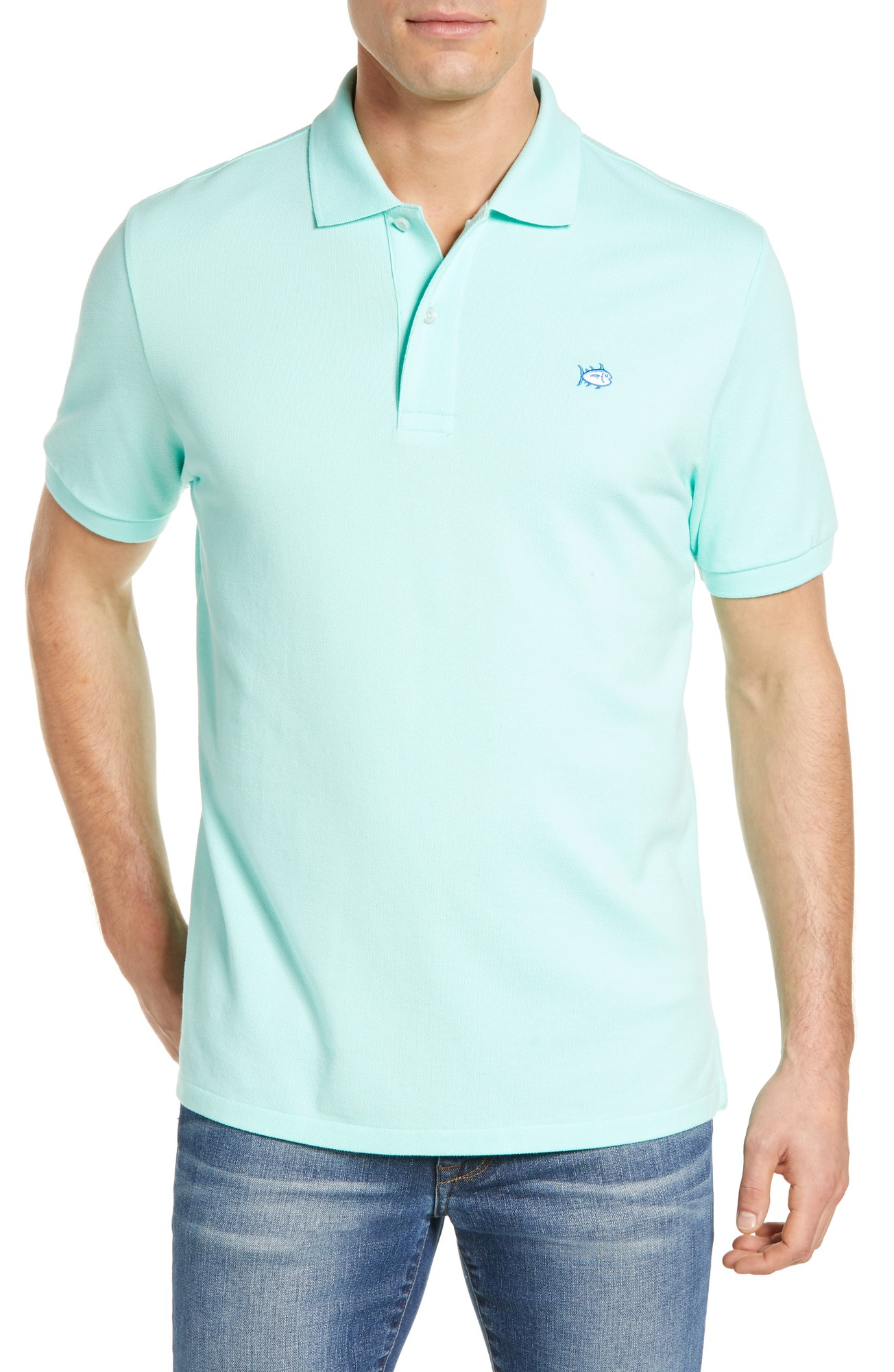 Men's Southern Tide Skipjack Micro Pique Stretch Cotton Polo, Size XX-Large - Green