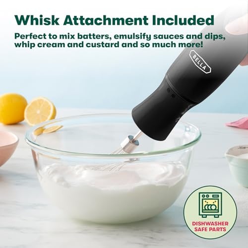 BELLA Immersion Hand Blender, Portable Mixer with Whisk Attachment - Electric Handheld Juicer, Shakes, Baby Food and Smoothie Maker, Stainless Steel,  thumbnail