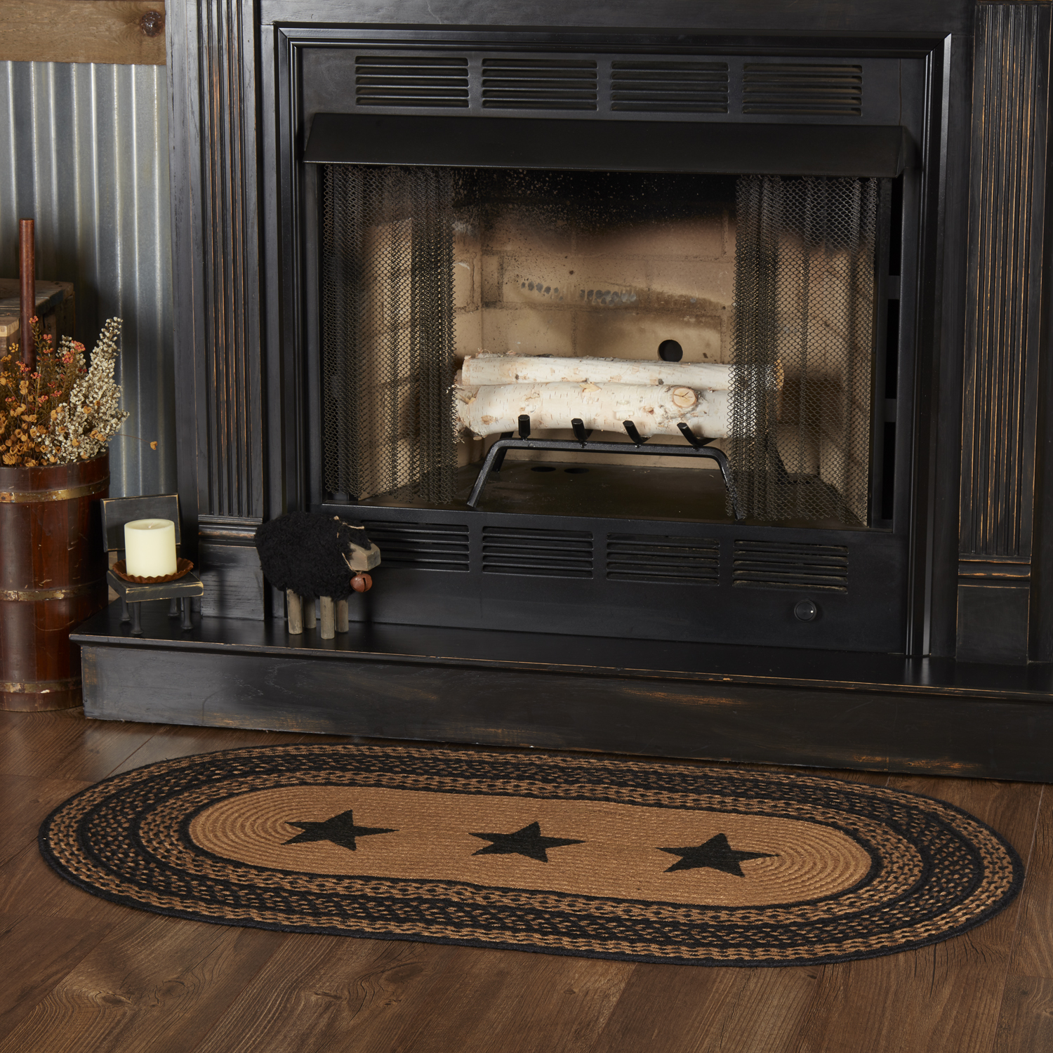 Farmhouse Jute Stars Stenciled Rug - 2'3