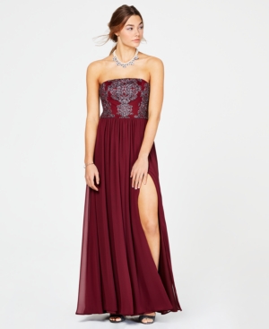 Speechless Dress Sangria Red Size 3 Junior Strapless Shimmer Gown 6678-0307-P - 3