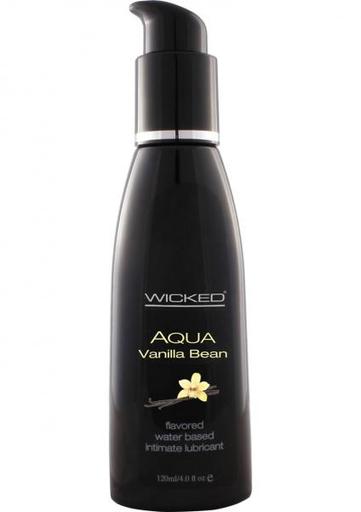 Wicked Aqua Flavored Water Based Lubricant Vanilla Bean 4 Ounce Package of 4 - All