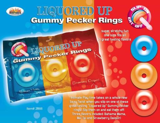 Liquored up Pecker Gummy Rings 3 Pack-(Package of 2)
