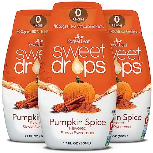 SweetLeaf Sweet Drops Pumpkin Spice Liquid Stevia Sweetener - Stevia Liquid Drops, Zero Calories, Zero Sugar, Gluten-Free - 1.7 Fl Oz, Pack of 3