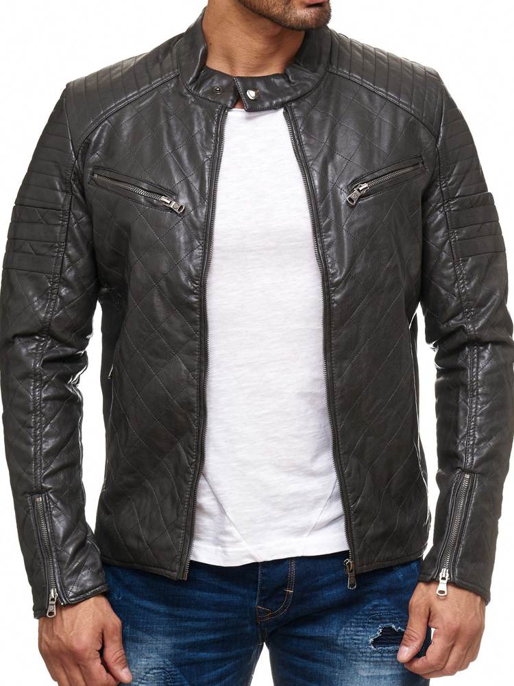 L.a.b 1928 Herren Kunstlederjacke Grau